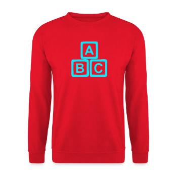 Neon ABC Block Muster - Unisex Pullover - Rot - Vorne - Alina (178cm) & Michal (187cm)