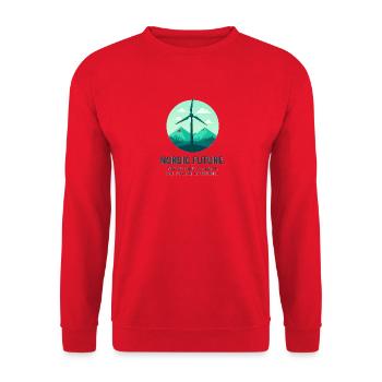 Nordic Future: Green Wind Energy - Unisex Sweatshirt - red - Front - Alina (178cm) & Michal (187cm)