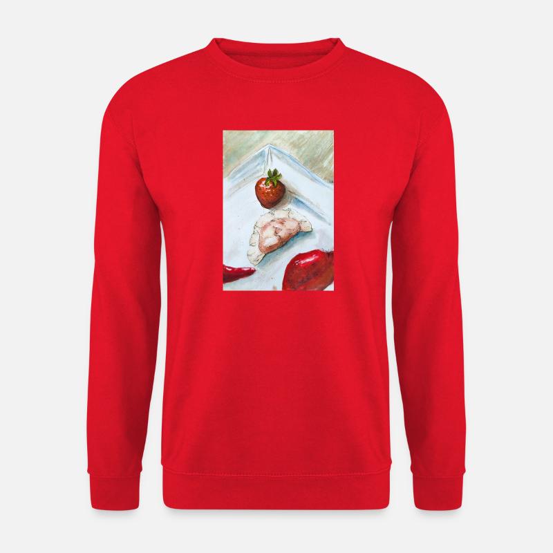 Erdbeer-Ingwer-Stillleben - Unisex Pullover - Rot