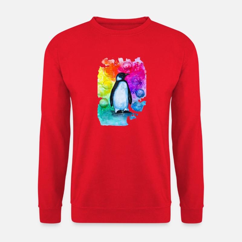 Buntes Pinguin-Aquarell - Unisex Pullover - Rot