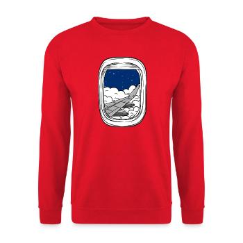Night flight over cloud windows - Unisex Sweatshirt - red - Front - Alina (178cm) & Michal (187cm)