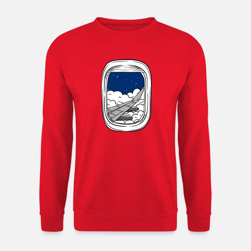 Night flight over cloud windows - Unisex Sweatshirt - red