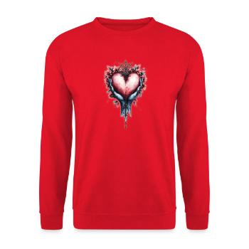 Blue hands hold ornate heart - Unisex Sweatshirt - red - Front - Alina (178cm) & Michal (187cm)