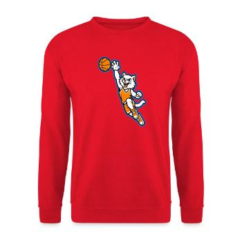 Wildcat Basketball Slam Dunk Mascot - Unisex Sweatshirt - red - Front - Alina (178cm) & Michal (187cm)