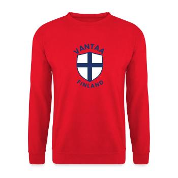 Vantaa-Schild Finnlands - Unisex Pullover - Rot - Vorne - Alina (178cm) & Michal (187cm)