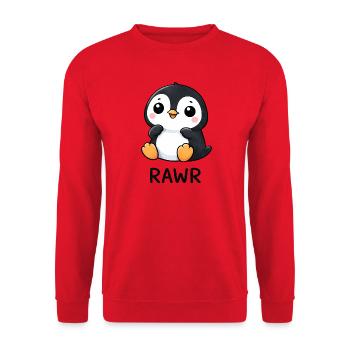Süßer Pinguin Cartoon mit Seerose Lachen Freude - Unisex Pullover - Rot - Vorne - Alina (178cm) & Michal (187cm)