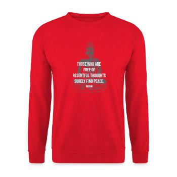Friedlicher Geist-Buddha-Zitat - Unisex Pullover - Rot - Vorne - Alina (178cm) & Michal (187cm)