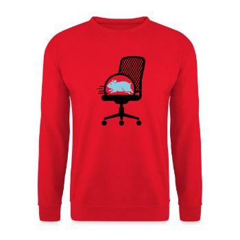  Hamsterrad auf Bürostuhl - Unisex Pullover - Rot - Vorne - Alina (178cm) & Michal (187cm)