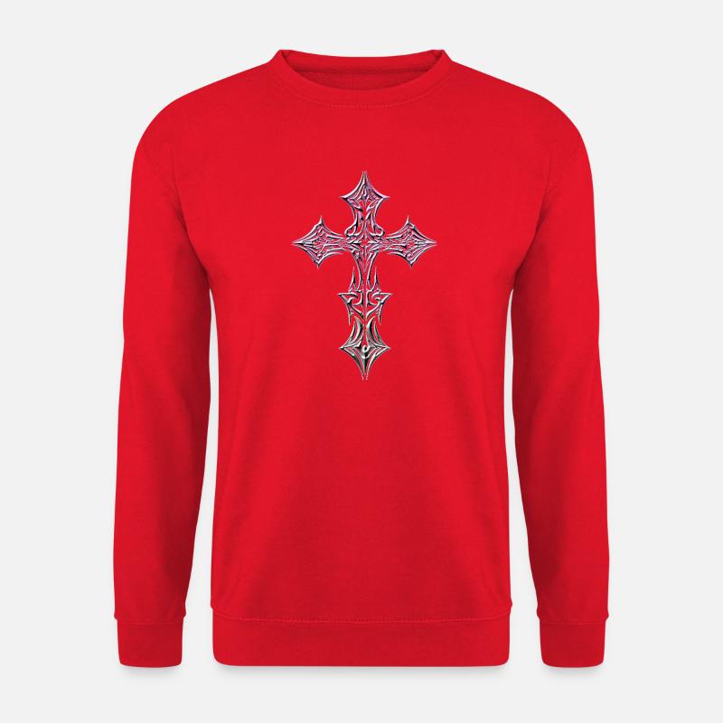 Verziertes filigranes Quergefälle - Unisex Pullover - Rot