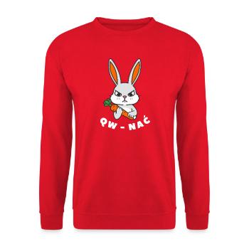 QW_NAC_SZARY_Z_BIALYM_NAPISEM - Unisex Sweatshirt - red - Front - Alina (178cm) & Michal (187cm)
