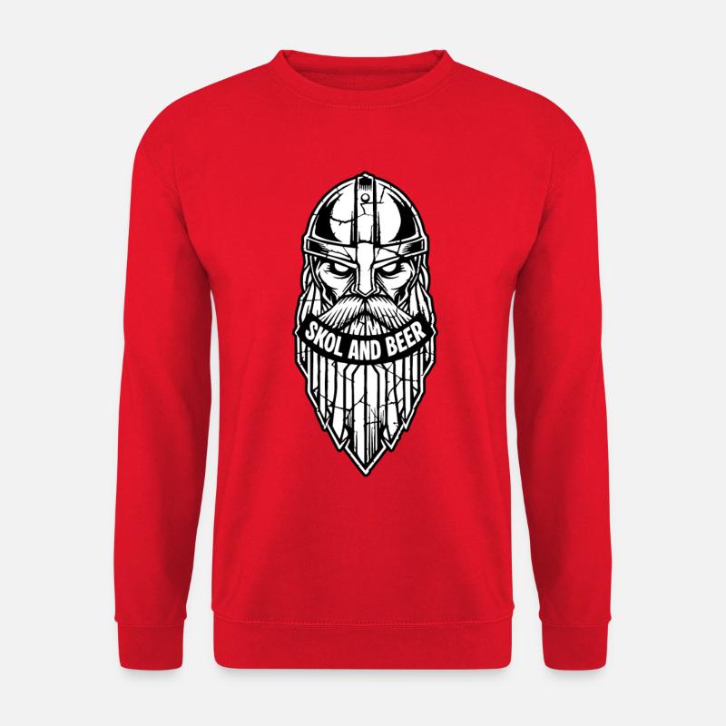 Maskottchen Wikinger-Skol und Bier-Krieger-Bart-Maskottchen - Unisex Pullover - Rot