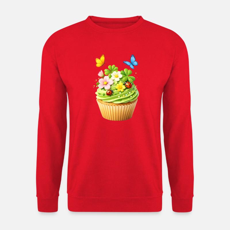 Spring cupcake with flowers - Unisex Sweatshirt - red