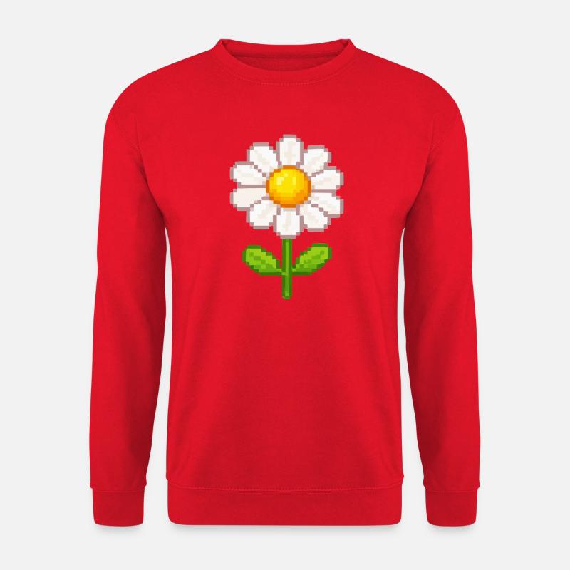 Pixelige Daisy Blume Illustration - Unisex Pullover - Rot