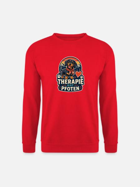 Therapie hat Pfoten – Dackel - Unisex Pullover - Rot