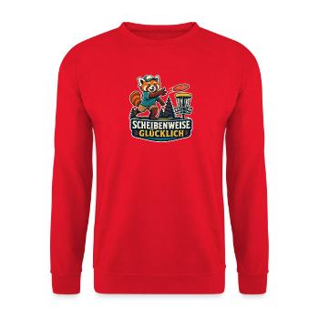 Scheibenweise glücklich – Discgolf - Unisex Pullover - Rot - Vorne - Alina (178cm) & Michal (187cm)