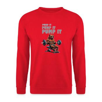 Powerbear in a fitness look - Unisex Sweatshirt - red - Front - Alina (178cm) & Michal (187cm)