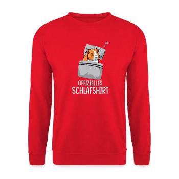 Offizielles Schlafshirt Pyjama Meerschweinchen  - Unisex Pullover - Rot - Vorne - Alina (178cm) & Michal (187cm)