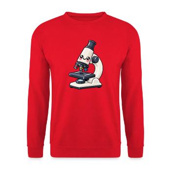 Kawaii Mikroskop Design - Unisex Pullover - Rot - Vorne - Alina (178cm) & Michal (187cm)