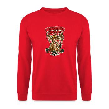 Weihnachtsfeier überlebt Fast - Unisex Pullover - Rot - Vorne - Alina (178cm) & Michal (187cm)