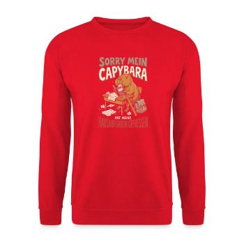 Capybara Hat Meine Hausaufgaben Gefressen Schule - Unisex Pullover - Rot - Vorne - Alina (178cm) & Michal (187cm)