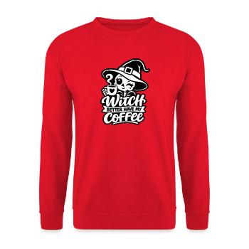Witch Better Have My Coffee – Halloween Hexe (B/W) - Unisex Pullover - Rot - Vorne - Alina (178cm) & Michal (187cm)