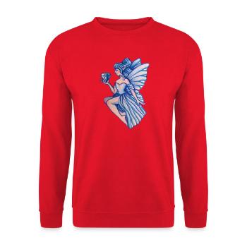 Azurblaue Fee mit Kristall-Edelstein - Unisex Pullover - Rot - Vorne - Alina (178cm) & Michal (187cm)