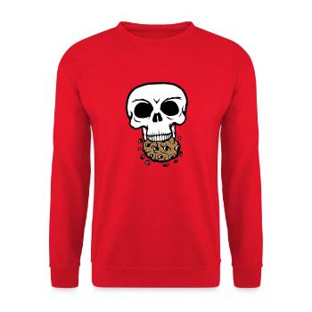 schaedel tot tod sterben kopf knochen skelett tote - Unisex Pullover - Rot - Vorne - Alina (178cm) & Michal (187cm)