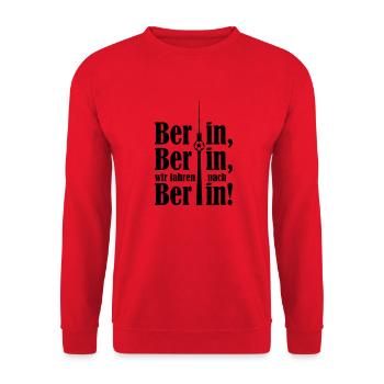 Berlin Berlin wir fahren nach Berlin - Unisex Pullover - Rot - Vorne - Alina (178cm) & Michal (187cm)