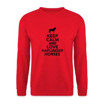 Keep calm and love Haflinger horses - Unisex Sweatshirt - red - Front - Alina (178cm) & Michal (187cm)