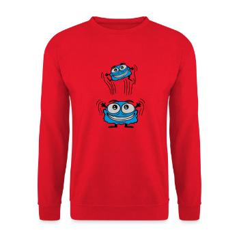 Papa Monster throws child - Unisex Sweatshirt - red - Front - Alina (178cm) & Michal (187cm)