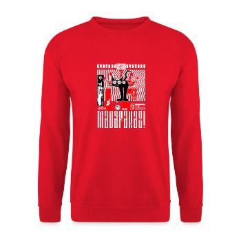 Cat with three eyes - Unisex Sweatshirt - red - Front - Alina (178cm) & Michal (187cm)