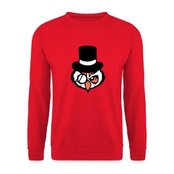 Sir Owl Top Hat Monocle Glasses Rich Mr. - Unisex Sweatshirt - red - Front - Alina (178cm) & Michal (187cm)