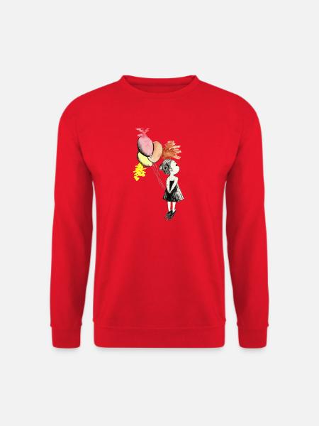 Ballonmädchen Aquarellfarben - Unisex Pullover - Rot