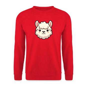 Comic Alpaca Baby Head - Unisex Sweatshirt - red - Front - Alina (178cm) & Michal (187cm)