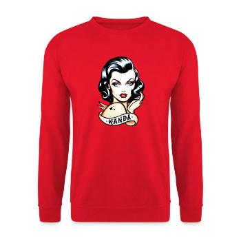 Retro Tattoo inspiriert Wanda Design - Unisex Pullover - Rot - Vorne - Alina (178cm) & Michal (187cm)