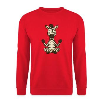 Cute Zebra Yoga Meditation Relaxation Cartoon - Unisex Sweatshirt - red - Front - Alina (178cm) & Michal (187cm)