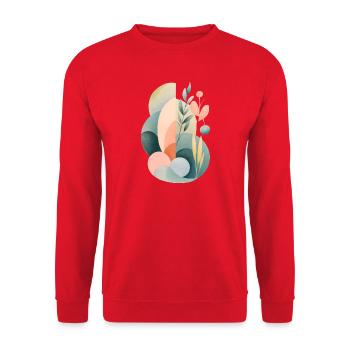 Pastell Abstrakte Flora Komposition - Unisex Pullover - Rot - Vorne - Alina (178cm) & Michal (187cm)