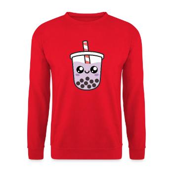 Thé à bulles kawaii - Sweat-shirt Unisexe - rouge - Devant - Alina (178cm) & Michal (187cm)