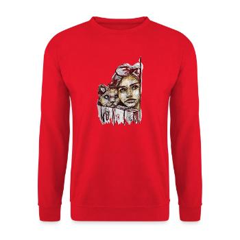 Kitty illustration aquarelle carographique - Sweat-shirt Unisexe - rouge - Devant - Alina (178cm) & Michal (187cm)