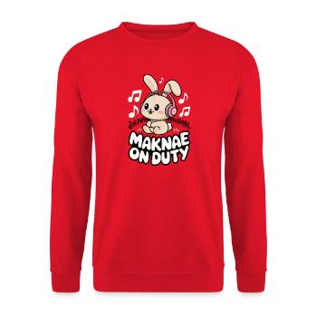 K-Pop Fan Funny Korea Maknae - Unisex Sweatshirt - red - Front - Alina (178cm) & Michal (187cm)