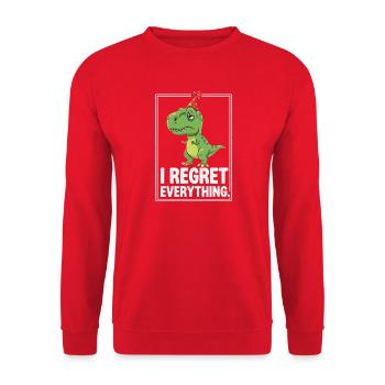 Dino Party Hat I Regret Everything - Unisex Sweatshirt - red - Front - Alina (178cm) & Michal (187cm)