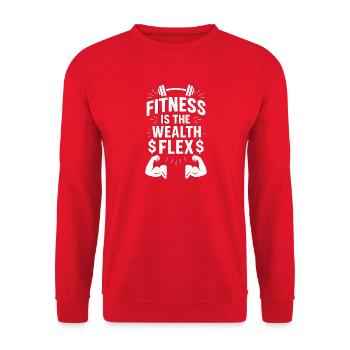 Fitness as Wealth, Motivational  - Unisex Sweatshirt - red - Front - Alina (178cm) & Michal (187cm)