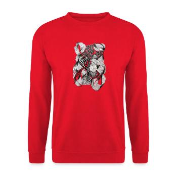 Tourbillons de fleurs noires et blanches - Sweat-shirt Unisexe - rouge - Devant - Alina (178cm) & Michal (187cm)