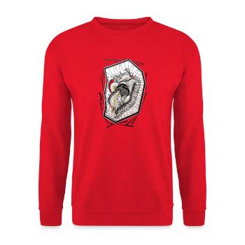 Zentangle-Blumenherz im Rahmen - Unisex Pullover - Rot - Vorne - Alina (178cm) & Michal (187cm)