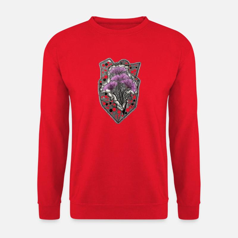 Lila Blüten Mandala Spitzenrahmen - Unisex Pullover - Rot
