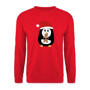 Le petit pingouin de Noël  - Sweat-shirt Unisexe - rouge - Devant - Alina (178cm) & Michal (187cm)