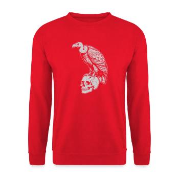 vulture sitting on the skull - Unisex Sweatshirt - red - Front - Alina (178cm) & Michal (187cm)