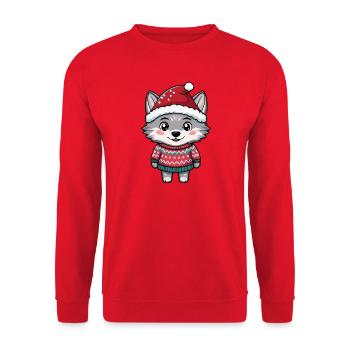 Noël du Loup - Sweat-shirt Unisexe - rouge - Devant - Alina (178cm) & Michal (187cm)