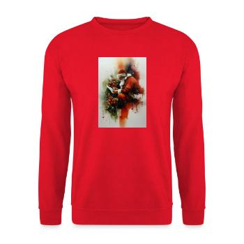 Père Noël aquarelle lisant lettre - Sweat-shirt Unisexe - rouge - Devant - Alina (178cm) & Michal (187cm)