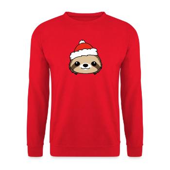 Paresseux de Noël avec le Père Noël - Sweat-shirt Unisexe - rouge - Devant - Alina (178cm) & Michal (187cm)